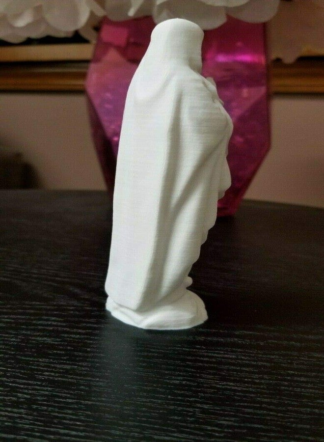 Znet3D Our Lady of Lourdes Blessed Virgin Mary Statue Sculpture Figure - Made in USA - Blessed Virgin Mother Mary Décor Figurine - 5 1/2 inch Tall (White) - Image 4